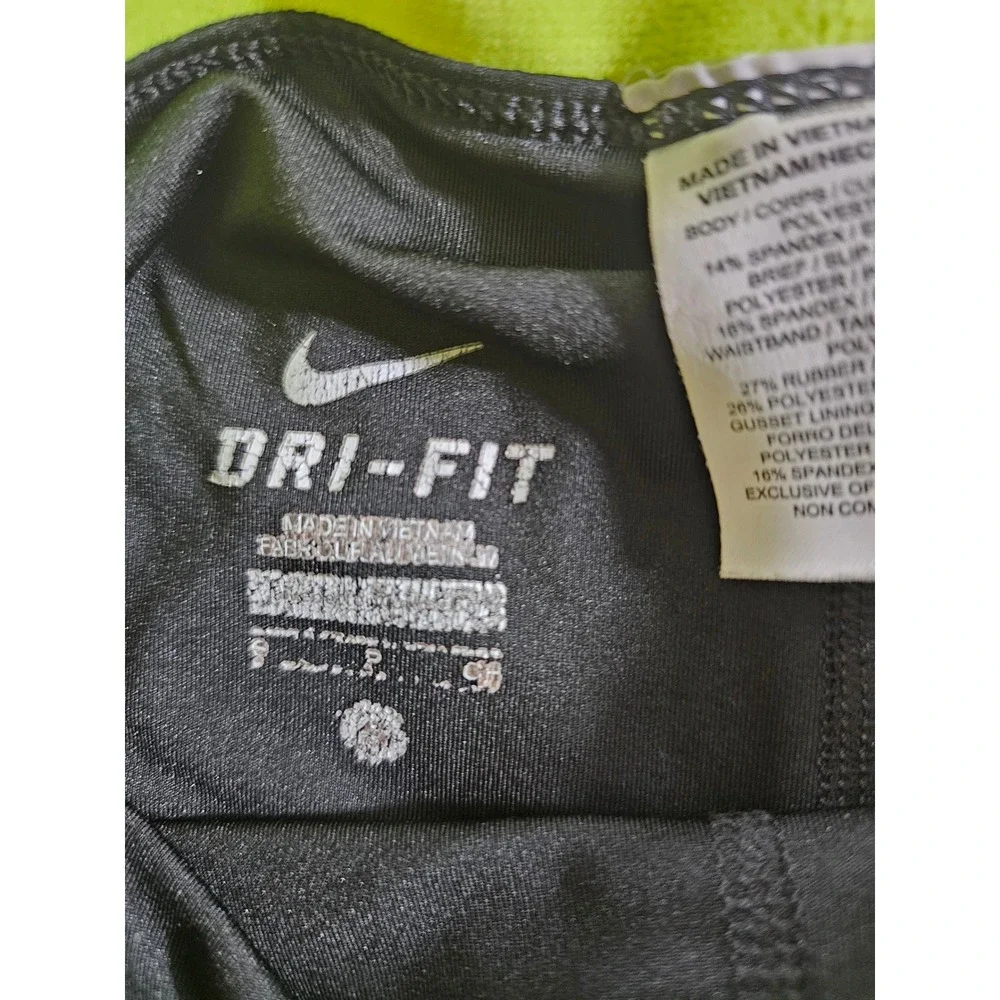 Nike Dri-FIT 2-in-1‎ Running Shorts Women S Black Neon Yellow Athletic Workout